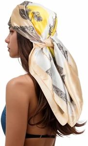 RIIQIICHY Head Scarf for Women Like Silk Scarf Hair Scarf Printed Square Scarf Bandanas for Women 35 Inches