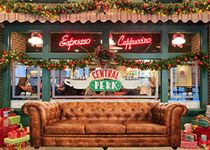 Loccor 7x5ft Fabric Friends Backdrop Retro Christmas Pub Pictures 30th Birthday Party Poster Coffee Themed Party Banner Central Perk Party Supplies Bachelorette TV Show Decor Sofa Background Tapestry