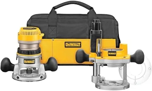 DEWALT Router, Fixed and Plunge Base Kit, Soft Start, 12-Amp, 24,000 RPM, Variable Speed Trigger, Corded (DW618PKB)