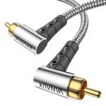 VANAUX 90-Degree Subwoofer Cable 6FT,90 Degree RCA to 90 Degree RCA Cable, (Gold-Plated Connectors, Aluminum Alloy Shell, Braided Jacket) Ideal for Tight Spaces, Home Theater, Sound Systems