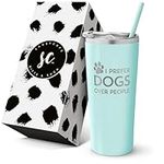 Dogs Over People Travel Tumbler - Personalized Vacuum Insulated Stainless Steel Dog Lover Travel Tumbler with Lid and Straw - Gifts for Dog Lover - Funny Dog Tumbler - Dog Mom - Dog Owner - Travel Mug