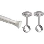 Amazon Basics Shower Curtain Tension Rod, Extendable - 137 to 229cm, Nickel & Ceiling-Mount Bracket, Set of 2, Nickel