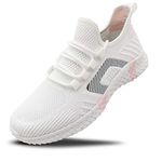 Beita Womens Running Shoes Slip On Fashion Sneakers for Teen Girls Breathable Walking Shoes, White, 9.5