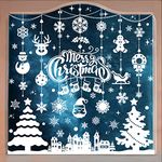 RMMD Christmas Window Stickers Decorations 10 Sheets Christmas Scene Xmas Window Stickers Christmas Window Clings Snowflakes Decals White Winter Snow Scene Christmas Tree