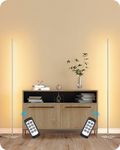 EDISHINE LED Corner Floor Lamp, Set of 2 Minimalist Dimmable Light with Remote, Standing 57.5" Tall Lamp for Living Room, Bedroom, Home Office, 7 Color Temperature 2700-6000K (Sliver)