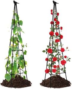 Lalahoni 2 Pack Garden Trellis for Climbing Plants Outdoor, 67inch Tall Garden Obelisk Trellis for Climbing Plants Support Clematis Rose Vegetable Peas Beans Cucumber Raised Bed, Black