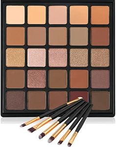 Vodisa Nude Neutral Eyeshadow Palette, Matte and Shimmer Eye Shadows Long Lasting Blendable Eyeshadow with Makeup Brushes Set Warm Brown Waterproof High Pigment Powder Pallet 25B