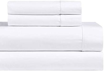 Royal's Solid White 1000-Thread-Count 4pc King Bed Sheet Set 100-Percent Cotton Sateen Solid Deep Pocket