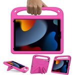 iPad 9th/8th/7th Generation Case, iPad 10.2 Case for Kids, 10.2 inch iPad Case 2021/2020/2019 with Pencil Holder and Handle Stand, Shockproof Protective Tablet Cover, Pink