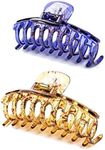 Pack of 2 Liasun 4.3" Jelly Color Hair Claw Clip-Drawing Process Acrylic Strong Holding Power Hair Clips Hairgrip for Women and Girls Hair Barrettes for Medium or Long Hair (Gold+ Purple)