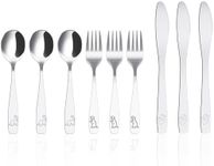 9pcs Kids Silverware Set 410 Stainless Steel Kids Fork Spoon and Cutter Set Safe Ergonomic Toddler Kids Cutlery Set Kids Knife and Fork Sets Ideal for Preschooler Dishwasher Safe