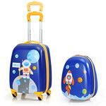 KOTEK Kids Carry On Luggage Set, 16" Hardside Rolling Suitcase with Spinner Wheels, Travel Rolling Luggage for Boys Girls (Spaceman)