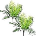 Artificial Palm Plants, Plastic Tropical Palm Tree Shrubs Fake Greenery Decor for Outdoor Indoor Home Garden Verandah Party Wedding Table Centerpieces DIY Christmas Decoration Planter Filler 2 Pack