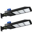 LEDMO 300W LED Parking Lot Lights- Adjustable Arm Mount with Photocell 1000-1200W HID/HPS Replacement 36000LM Waterproof Dusk to Dawn 5000K Outdoor Parking Lot Lighting (2 Pack)