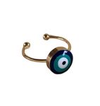 Once&More Stainless Steel Enameled Evil Eye Nazar Battu Adjustable Finger Rings For Girls/Women | Fashion Evil Eye Rings (Blue)