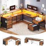 SEDETA L Shaped Desk with 6 Drawer,