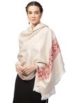 tweedle Soft and Warm Purple Kullu Design Woven Shawl/Stole Wrap for Women, Size-40x80 (Off White)