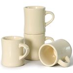 harebe Retro Coffee Cup Set of 4, 10 OZ Heavy Classic Ceramic Diner Mugs Set with Handle for Coffee, Tea, Cocoa, Milk, Latte（Cream）