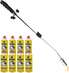 Weed Burner with 8 Butane Canisters – Portable Garden Torch Set
