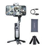 hohem iSteady V2S Portable 3-Axis Smartphone Gimbal Stabilizer AI Smart Tracking Anti-Shake Gesture Control Built-in LED Fill Light. Payload with Mini Tripod Replacement for iPhone 14/13/12/11| Black
