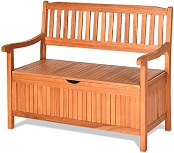 GOPLUS Banc de Jardin avec Boîte de Rangement, Coffre de Rangement Extérieur en Bois d'Acacia, Chaise de Jardin 2 Personnes, Charge Max 360 KG, 107 x 59 x 90cm
