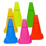 Prokick Plastic Elementary Markers Cones Set | Plastic Space Marker Agility Soccer Cones for Training, Football, Kids, Sports, Field Cone Markers | Multicolor, Height 12 inch - Pack of 6 Pcs Cones