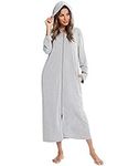 Veseacky Womens Zip Up Fleece Plush Robe Long Soft Bathrobe House Coat (M,Light Grey)…