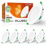 ALUSSO LED Downlights Ultra Slim 5W LED Recessed Ceiling Lights Dimmable,Warm White 3000K Neutral White 4000K Cool White 6500K Adjustable,IP44 Round Spotlights for Bathroom Kitchen Living Room,6 Pack