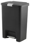 Addis Premium Plastic Pedal Bin with Stainless Steel Locking, Black