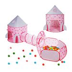 MEERO LONDON Indoor/Outdoor Children's Playhouse, 3 in 1 Foldable Tent with Crawl Tunnel Play House Ball Pit with Zipper Storage Bag