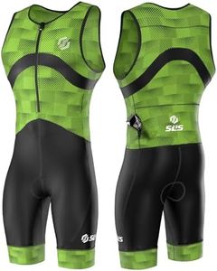 SLS3 Triathlon Suits Mens - Premium FX Tri Suit Men Triathlon Suit - Sleeveless Trisuit Triathlon Men, Large Back Pocket, Green Gradient, Medium