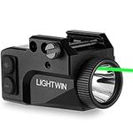 LIGHTWIN Laser Light Combo, Green Laser with Tactical 600 Lumens Flashlight, Compact USB Rechargeable for Pistols Handguns