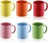 Evanda Coffee Mugs Set of 6 Pieces 12oz, Ceramic Cups with Handle for Latte, Hot Tea, Cappuccino, Mocha, Cocoa, Milk, Dishwasher Safe, Mutil Colors