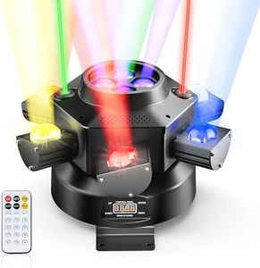 Moving Head DJ Lights, 150W RGBW 4-in-1 LED 6 Arms Disco Stage Light with Mixed Lighting Effects, DMX-512 & Sound Activated & Remote Control, Laser Party Lights for Bar, Wedding, Club and Live House