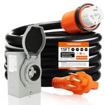 Finderomend 15 ft 50 Amp Generator Cord and Power Inlet Box Combo Kit,125/250 Volts,Generator Power Cord NEMA 14-50P to SS2-50R Extension Cord,for Home RV Backup Power Solution