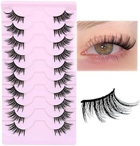 Half Lashes Natural Look Cat Eye 16 mm Wispy Thin Band Manga Lashes 10 Pairs False Eyelashes Cateye Half Eyelashes