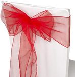 Trimming Shop Red Organza Sashes Chair Cover Assorted Colour Fuller Bow Ribbon for Wedding, Banquet, Birthday, Event Decoration, 17cm x 280cm, 50pcs