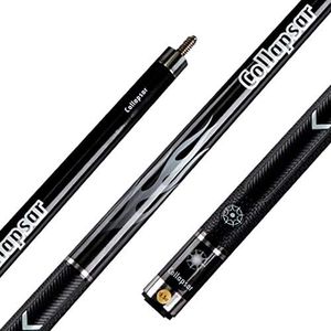 Cpllapsar COLLAPSAR R Series 58Inch 2-Pieces Maple Billiard Pool Cue Stick PU Grip (Black, 19OZ)