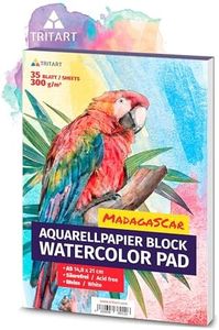 Papel para acuarela A5, 300g, blanco, 35 Hojas I A5 Block para Acuarela I de Tritart