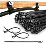 12in Black Zip Ties with Screw Hole, 75lbs Nylon Heavy Duty Zip Ties with Screw Mounting Hole, Mountable Head Cable Ties Straps, for Indoor and Outdoor Cable Management (100, 12in)
