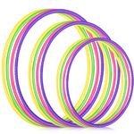 Syhood 12 Pcs Toy Color Hoop Plastic Detachable Adjustable Hoop Light Weight Exercise Hoop Fitness Hoop Equipment Toy Waist Ring for Adult Party Game Dance, 3 Sizes(Green, Rose, Yellow, Purple)