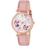 The Shopoholic Analog Flowered Dial Peach Colour Leather Strap Watch for Womens and Girls