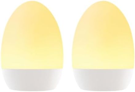 FULNIX Night Light for Baby Nursery, Rechargeable Touch Egg Light with 17 Color Modes, Stepless Dimmable Baby Night Light for Breastfeeding & Kids Bedroom (White-2P)