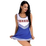 FEESHOW Cheer Leader Costume Halloween Fancy Dress Cheerleading Uniform School Girls Outfit Blue Medium