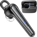 New bee Bluetooth Headset, Bluetooth Earpiece with 500mAh Charging Case ENC Noise Canceling Mic, 180Hrs Standby, LED Display Hands-Free Single-Ear Wireless Earbud for Cell Phone Business Calls