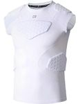 COOLOMG Boys Padded Compression Shirts Sleeveless Football Tanks 5-Pad Basketball Tops Rib Chest Shoulder Protector S White