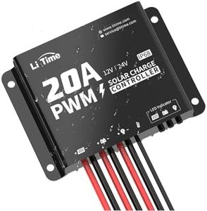 LiTime 12V/24V 20A PWM Controller, Solar Charging Controller with Built-in Bluetooth, IP68 Dust & Water Proof with Mounting Hole, Suitable for LiFePO4 Lithium Battery ,SLA, FLA, Gel.