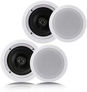 Pyle Pair 6.5” Flush Mount In-wall In-ceiling 2-Way Home Speaker System Spring Loaded Quick Connections Dual Polypropylene Cone Polymer Tweeter Stereo Sound 200 Watts (PDIC1661RD) White