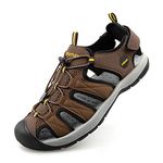 Knixmax Men Walking Sandals Closed Toe Outdoor Sports Sandals Summer Hiking Shoes Water Sandles Brown 9UK - 43EU