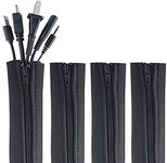 Zipper Cable Sleeve by Wrap-It Storage - 24" x 4" (4-Pack) Black - Cord Organizer and Cable Protector for Desk, Computer, TV Cord Management to Hide and Cover Wire and Extension Cables